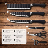Set de Cuchillos de Acero Inoxidable x6 Piezas