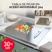 COMBO CutTable® | Tabla para picar de acero inoxidable 48 x 38 cm + Recogedor de alimentos 👨🍳