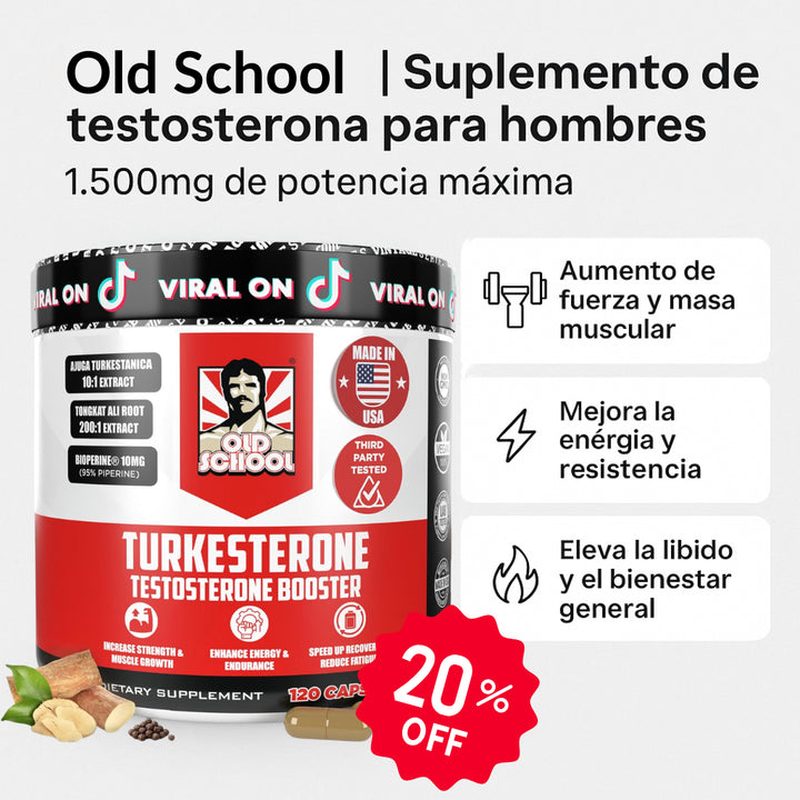 Suplemento de Turkesterona Old School - Potenciador de testosterona - 120 cps