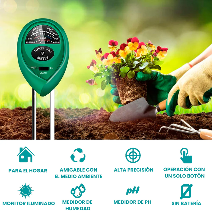 HealthPlants™ | Medidor para plantas 3 en 1 🌱🪻 (Ph, Luz y Humedad)