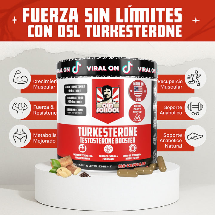 Suplemento de Turkesterona Old School - Potenciador de testosterona - 120 cps