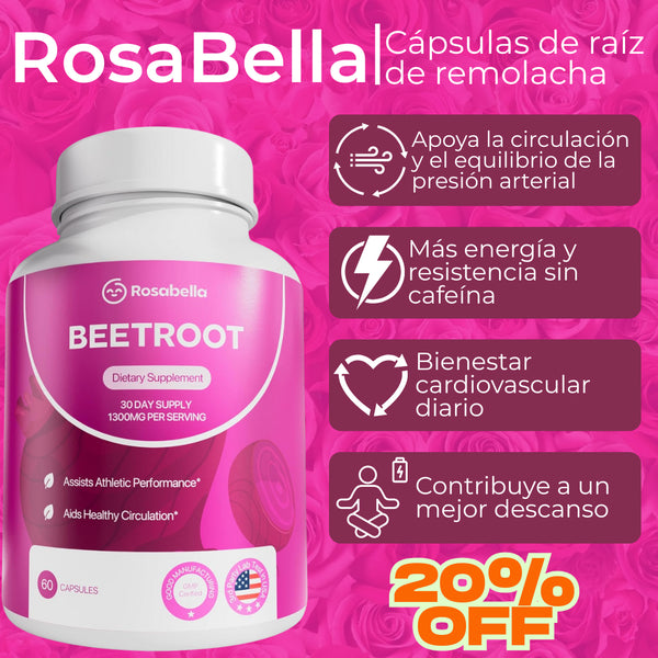 Rosabella BeeTroot | Cápsulas de raíz de remolacha x60 capsulas