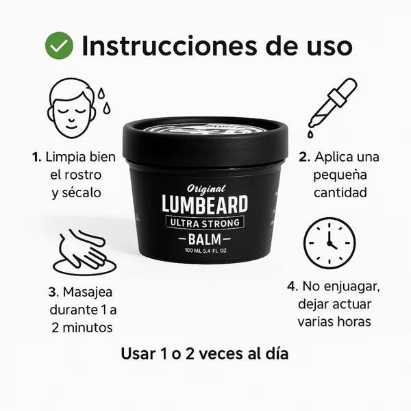 LumBeard | Bálsamo para el crecimiento de la barba y el bigote ultra fuerte (minoxidil al 20%)