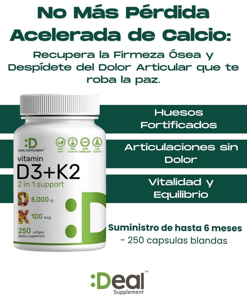 Capsulas de d3+k2 de deal suplements Menopausia
