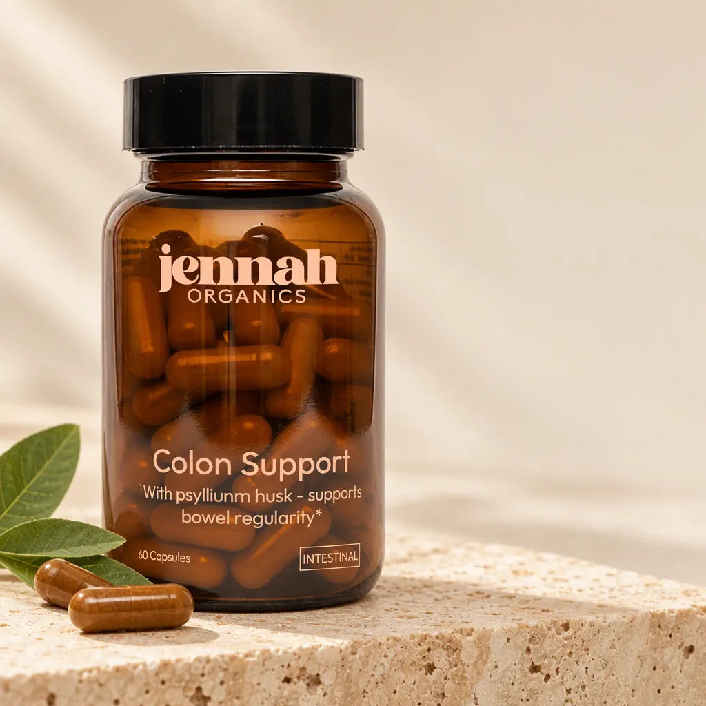 Frasco de Jennah Organics Colon Support con 60 cápsulas