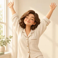 Personaje 3D estirándose feliz en la mañana