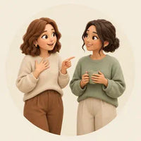 Dos amigas conversando, una sorprendida