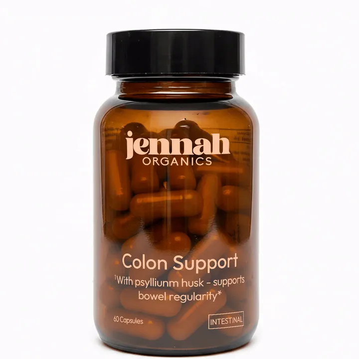 Frasco de Jennah Organics Colon Support, 60 cápsulas